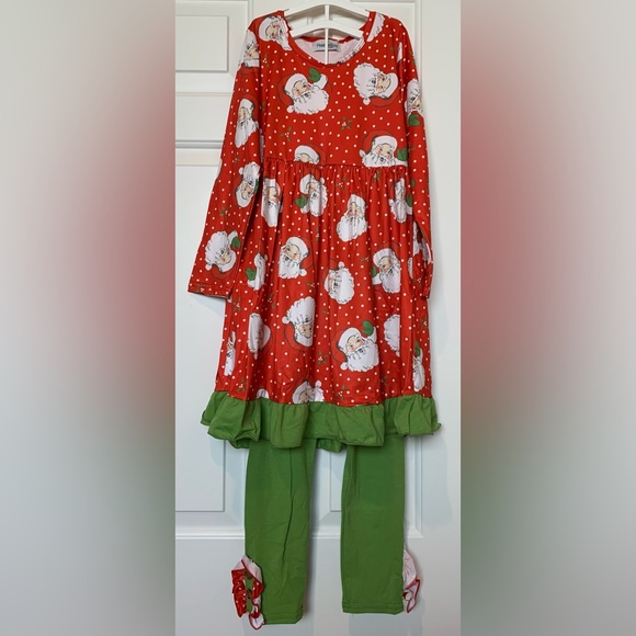 Hunny Bee Kids Christmas Santa ballerina twirl dress matching leggings 4xl - Picture 1 of 14